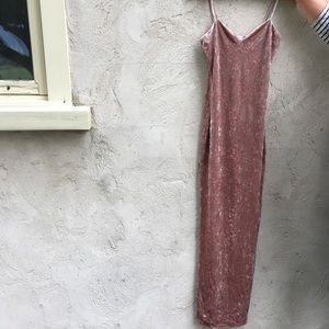 Fashion nova crushed velvet pink slit dress